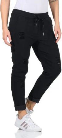 Aurela Damenmode Chinohose Sommerliche Damenhose mit Kordelzug Chino Hose im Used Look (1-tlg) elastischer Gummibund mit Kordelzug