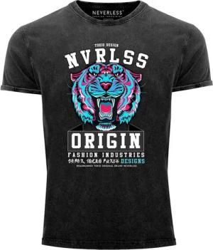 Neverless Print-Shirt Neverless® Herren T-Shirt Vintage Shirt Printshirt Origin Tokio mit Print