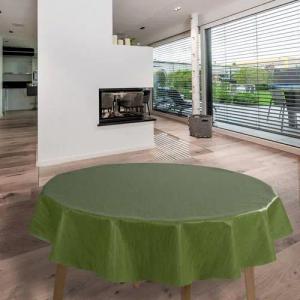 laro Tischdecke Wachstuch-Tischdecken Grün Leinenoptik Rund 140cm