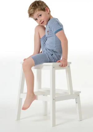 Schlafanzug kurz Ringel jeansblau - Natural Love 140