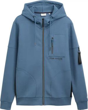 TOM TAILOR Herren Hoodie Sweatjacke mit Taschen, blau, Uni, Gr. M