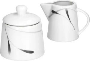 van Well Milch- und Zuckerset 2tlg. Set Milchkännchen & Zuckerdose Lima Porzellan weiß, Porzellan