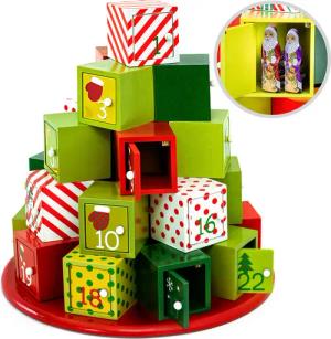 Adventskalender Würfel Holz rund