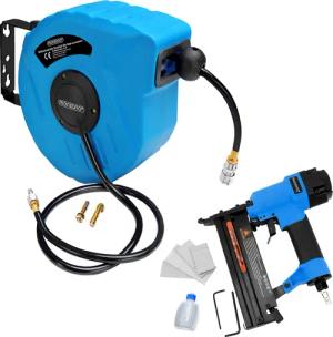 Druckluftschlauch-Aufroller 10m + Druckluft-Tacker