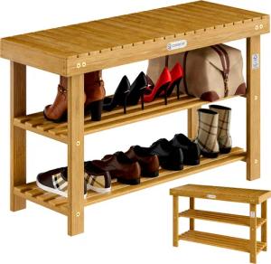 Schuhregal 2in1 Akazienholz FSC®-zertifiziert 90x33x46cm