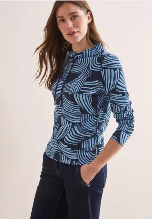 Cecil Damen Bedrucktes Shirt in Blau, Gr: XL