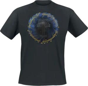 Der Herr der Ringe T-Shirt - Ring & Tree Of Gondor - Goldprint - M bis 5XL - für Männer - Größe L - schwarz - Lizenzierter Fanartikel