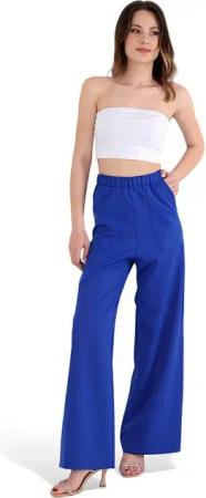 fashionshowcase Schlupfhose Schlupfhose Damen Hose High Waist – Weites Bein mit Taschendetail Elastischer Bund, Alltags-Allrounder