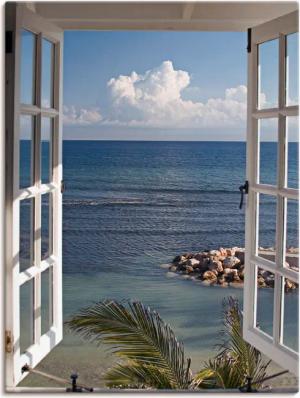 Artland Wandbild "Fenster zum Paradies", Fensterblick, (1 St.), als Alubild, Outdoorbild, Leinwandbild, Poster, Wandaufkleber