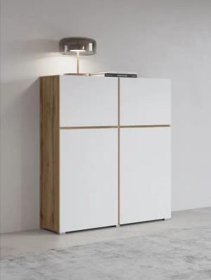 INOSIGN Highboard "Cross, moderne grifflose Hochkommode mit 4 Türen,Türkommode", Hochschrank, Höhe 139 cm mit viel Stauraum, Einlegeböden verstellbar