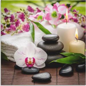 Artland Wandbild "Spa Orchideen Bambus Kerze", Zen Bilder, (1 St.), als Alubild, Outdoorbild, Leinwandbild, Poster, Wandaufkleber