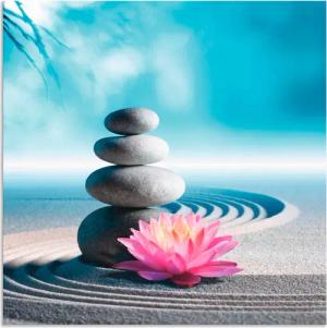 Artland Wandbild "Sand, Lilie und Spa-Steine in Zen-Garten", Zen, (1 St.), als Alubild, Outdoorbild, Leinwandbild, Poster in verschied. Größen