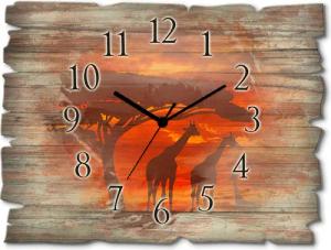 Artland Wanduhr "Herde von Giraffen im Sonnenuntergang", wahlweise mit Quarz- oder Funkuhrwerk, lautlos ohne Tickgeräusche