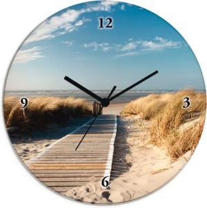 Artland Wanduhr "Nordseestrand auf Langeoog - Steg", wahlweise mit Quarz- oder Funkuhrwerk, lautlos ohne Tickgeräusche