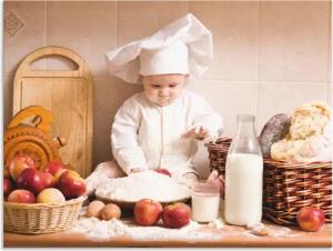 Artland Wandbild "Küche Junge Kind Backen", Bilder von Kindern, (1 St.), als Alubild, Outdoorbild, Leinwandbild, Poster, Wandaufkleber