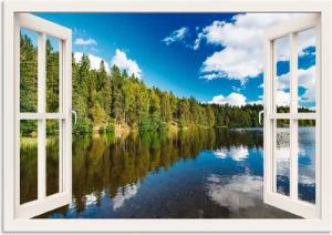Artland Wandbild "Fensterblick Norwegische Landschaft", Fensterblick, (1 St.), als Alubild, Outdoorbild, Leinwandbild, Wandaufkleber, versch. Größen
