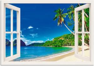 Artland Wandbild "Fensterblick Paradies", Fensterblick, (1 St.), als Alubild, Outdoorbild, Leinwandbild, Poster, Wandaufkleber