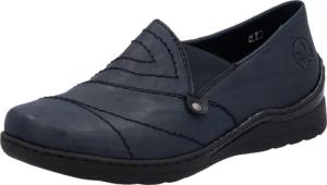 Rieker Slipper, Schlupfschuh, Halbschuh, Slip on mit Stretcheinsatz und Ziersteppung