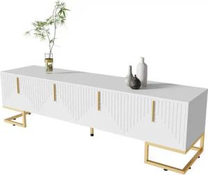 Gotagee TV-Schrank TV-Lowboard TV-Möbel mit Schubladen Wohnzimmerschrank Beistelltisch goldenen Griffen und goldenen Füßen