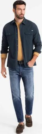 OMBRE Langarmhemd Herrenhemd aus Baumwolle REGULAR FIT mit geknöpften Taschen