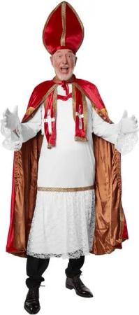 dressforfun Kostüm Herrenkostüm St. Nikolaus-Set dunkelrot, Outfit aus glänzendem, dunkelrotem Samt mit goldenen Zierborten