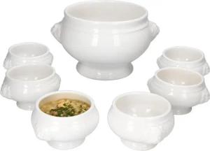 MamboCat Suppenschüssel LEO Löwenkopf-Terrinen Set 7-tlg. I 1x 2 L + 6x 0,25 L, Steingut
