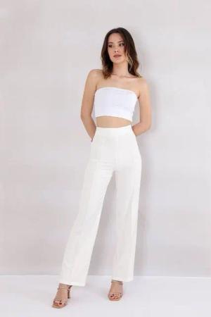 fashionshowcase Bootcuthose Damen Hose Hochtailliert Krepphose - Elegante Büro- und Freizeithose seitlicher Reißverschluss, Hohe Taille