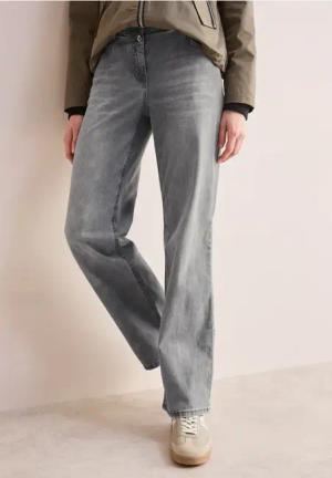 Cecil Damen Wide Leg Jeans in Grau, Gr: 33