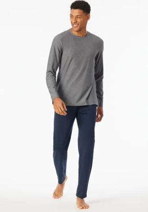 Schlafanzug lang Ringel nachtblau - Selected Premium Jacquard 48