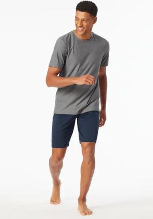 Schlafanzug kurz Streifen nachtblau - Selected Premium Jacquard 48