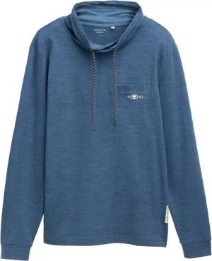 TOM TAILOR Herren Snood Langarmshirt mit Brusttasche, blau, Meliert, Gr. XXXL