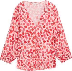 TOM TAILOR Damen Bluse mit V-Ausschnitt, weiß, Gemustert, Gr. 44