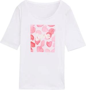 TOM TAILOR Damen T-Shirt mit Print, weiß, Uni, Gr. XS