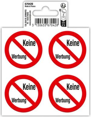 EXACOMPTA Warnschild Hinweisschild selbstklebend, Keine Werbung, 10x10 cm, PVC - - 67042B, Sockel