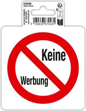 EXACOMPTA Warnschild Hinweisschild Keine Werbung, 10x10 cm, PVC - Rot - 67043B, Sockel