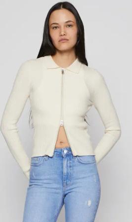 Only Ibi Rib O-Neck Zipper Cardi Strickjacke