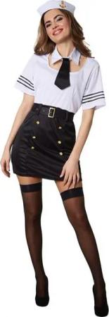 dressforfun Kostüm Frauenkostüm Marineoffizierin, Weibliches Matrosen-Outfit in Schwarz und Weiß