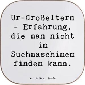 Mr. & Mrs. Panda Getränkeuntersetzer Ur-Großeltern Weisheit - Weiß - Geschenk, Erfahrung, Untersetzer mit, 1-tlg.