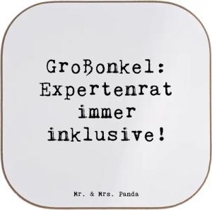 Mr. & Mrs. Panda Getränkeuntersetzer Großonkel Rat - Weiß - Geschenk, Familie, Erfahrung, Personalisierte, 1-tlg.