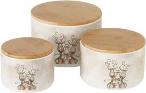 MamboCat Vorratsglas B. 3tlg Set Gebäckdose Magnus 5 Rentiere - 2023424, Steingut
