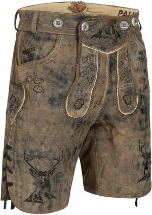 PAULGOS Trachtenhose Herren Lederhose Kurz mit Trägern 100% Echtleder - HK4 ANTIK