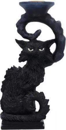 Horror-Shop Dekofigur Schwarze Hexenkatze Salem als Kerzenhalter 20cm