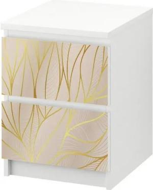 MyMaxxi Möbelfolie Kommodenaufkleber Malm Blätter gold Klebefolie Möbelfolie Folie