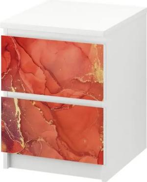 MyMaxxi Möbelfolie Kommodenaufkleber Malm Marmor rot gold Klebefolie Möbelfolie Folie