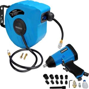 Druckluftschlauch-Aufroller 10m + Schlagschrauber-Set