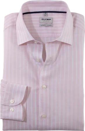 OLYMP Level Five garment washed, body fit, Rosa, Streifen, Kent, 41
