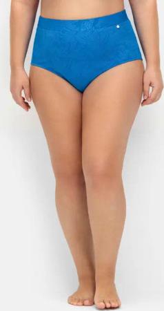 Hohe formende Bikinihose mit Blumen-Struktur, kobalt, Gr.56
