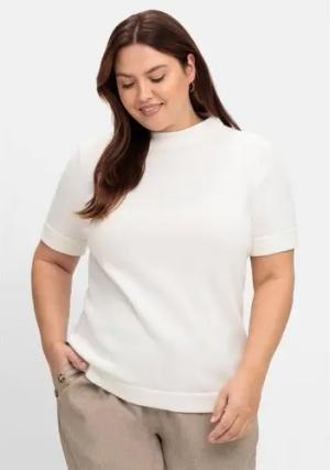 Pullover mit Halbarm und Stehkragen, ecru, Gr.46