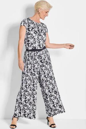 Plissee-Culotte VERA - marine / weiß / geblümt - Gr. 42 von Goldner Fashion