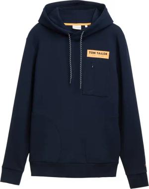 TOM TAILOR Herren Hoodie Sweatshirt mit Taschen, blau, Uni, Gr. M